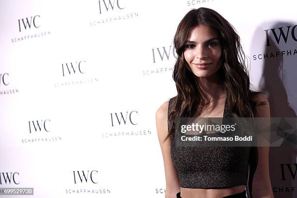 Actress Emily Ratajkowski attends the IWC Schaffhausen celebrates Rodeo Drive grand opening held at IWC Shaffhausen on December 1, 2015 in Beverly...