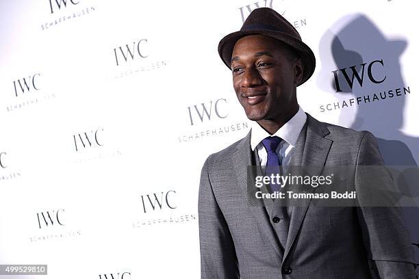 Singer Aloe Blacc attends the IWC Schaffhausen celebrates Rodeo Drive grand opening held at IWC Shaffhausen on December 1, 2015 in Beverly Hills,...