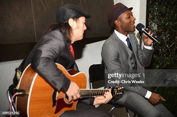 Recording artist Aloe Blacc performs onstage during IWC Schaffhausen Rodeo Drive Flagship Boutique Opening on December 1, 2015 in Beverly Hills,...