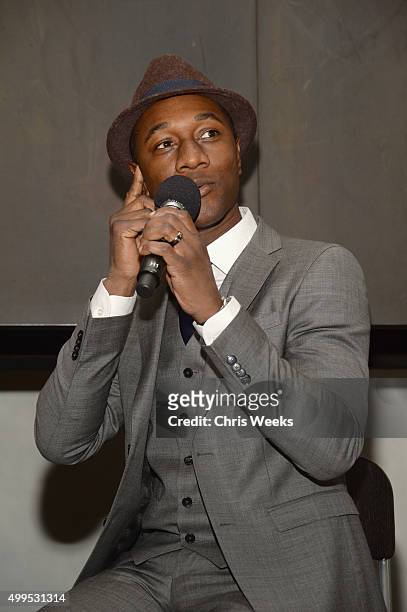 Recording artist Aloe Blacc performs onstage during IWC Schaffhausen Rodeo Drive Flagship Boutique Opening on December 1, 2015 in Beverly Hills,...