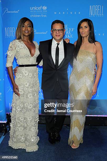 Patina Miller, Naeem Khan, and Padma Lakshmi attend the 11th Annual UNICEF Snowflake Ball Honoring Orlando Bloom, Mindy Grossman And Edward G. Lloyd...