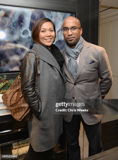 Director Tim Story and Vicky Mara Story attend IWC Schaffhausen Rodeo Drive Flagship Boutique Opening on December 1, 2015 in Beverly Hills,...