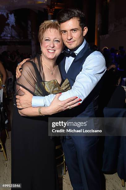 President and CEO, U.S. Fund for UNICEF, Caryl Stern, poses with UNICEF Goodwill Ambassador Honoree: Audrey Hepburn Humanitarian Award, Orlando Bloom...