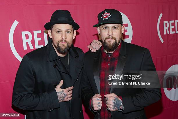 Musicians Joel Madden and Benji Madden attend ONE and 's "It Always Seems Impossible Until It Is Done" event held at Carnegie Hall on December 1,...