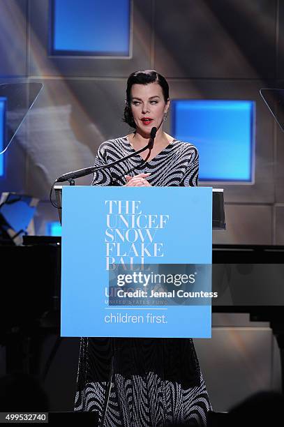 Debi Mazar speaks on stage at 11th Annual UNICEF Snowflake Ball Honoring Orlando Bloom, Mindy Grossman And Edward G. Lloyd at Cipriani, Wall Street...