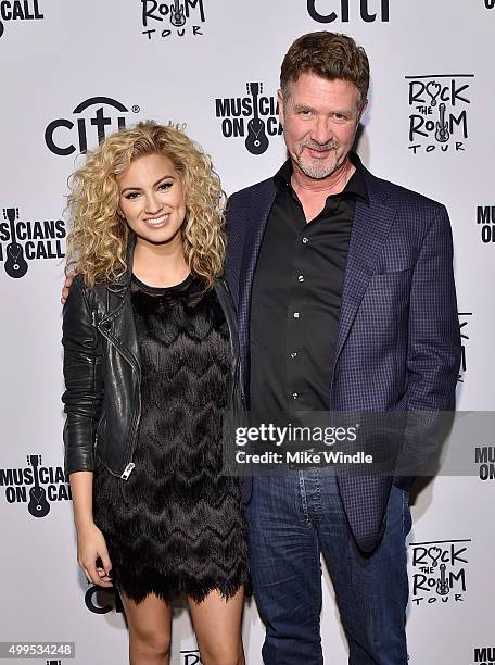 Singer Tori Kelly and EVP of Capitol Music Group Greg Thompson attend Musicians On Call Rock The Room Tour at Greystone Manor on December 1, 2015 in...