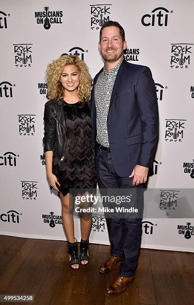 Singer Tori Kelly and President, Musicians On Call, Pete Griffin attend Musicians On Call Rock The Room Tour at Greystone Manor on December 1, 2015...