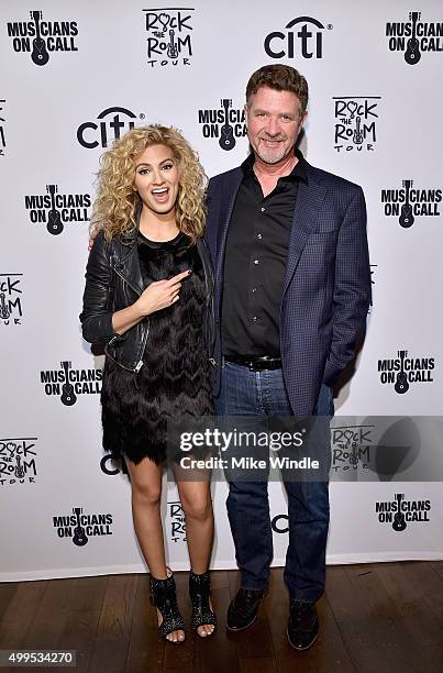 Singer Tori Kelly and EVP of Capitol Music Group Greg Thompson attend Musicians On Call Rock The Room Tour at Greystone Manor on December 1, 2015 in...