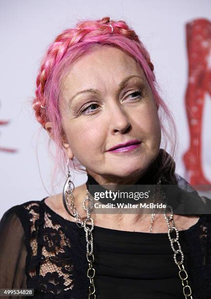 Cyndi Lauper attends the opening night press reception for Wayne Brady opening in 'Kinky Boots' at the Paramount Bar and Grill on December 1, 2015 in...