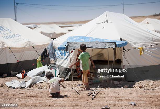 children in idp camp - refugee camp tents stock pictures, royalty-free photos & images