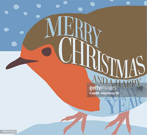 bildbanksillustrationer, clip art samt tecknat material och ikoner med robin with christmas greeting - mark robins