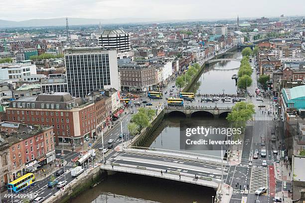 arial view of dublin city centre - dublin aerial stock pictures, royalty-free photos & images