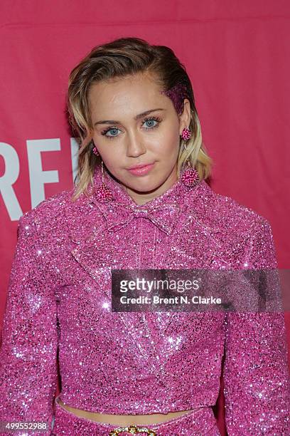 Recording artist Miley Cyrus attends ONE and 's "It Always Seems Impossible Until It Is Done" event held at Carnegie Hall on December 1, 2015 in New...