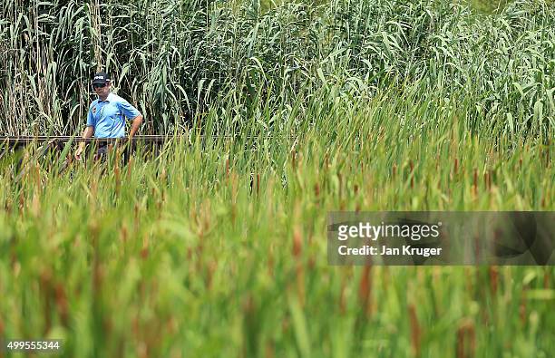 Louis Oosthuizen of South Africa takes part in a practise session ahead of the Nedbank Golf Challenge at Gary Player CC on December 2, 2015 in Sun...