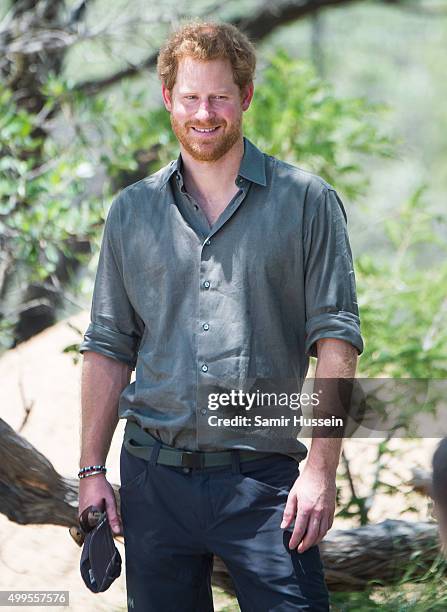 Prince Harry looks on as he visits the Southern African Wildlife College, a flagship centre close to Kruger National Park, during an official visit...