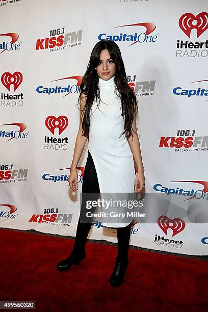 Camila Cabelo attends the iHeart Radio 106.1 KISS FM Jingle Ball at the American Airlines Center on December 1, 2015 in Dallas, Texas.