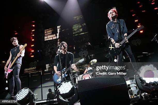 Calum Hood, Luke Hemmings, Ashton Irwin and Michael Clifford of 5 Seconds of Summer perform in concert during the iHeart Radio 106.1 KISS FM Jingle...