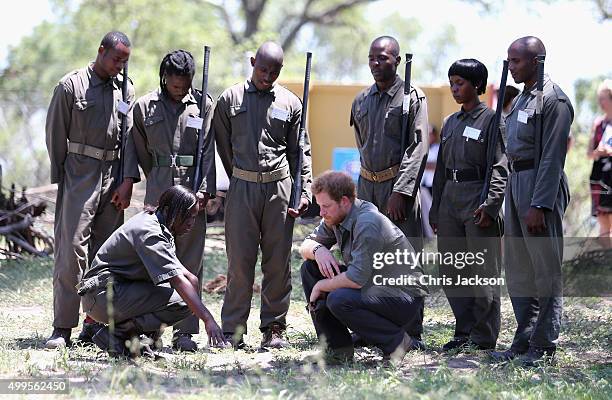 Prince Harry learns bush ranger skills as he visits the South African Wildlife College on December 2, 2015 in Hoedspruit, South Africa. Prince Harry...