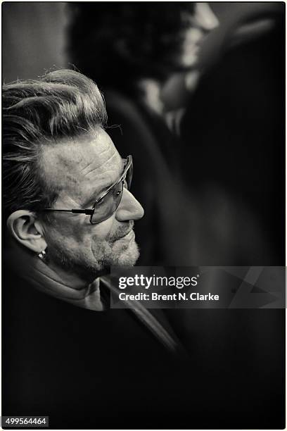 Singer/co-founder of ONE and Bono attends ONE and 's "It Always Seems Impossible Until It Is Done" event held at Carnegie Hall on December 1, 2015 in...