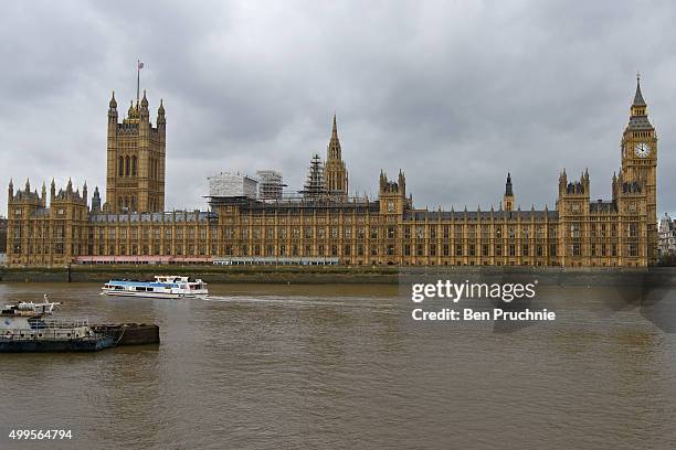 General view of The Houses of Parliament on December 2, 2015 in London, England. British MPs are expected to vote tonight on whether to back UK...