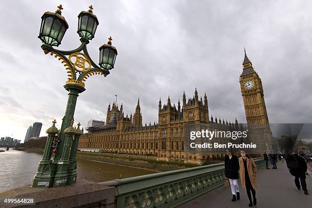 General view of The Houses of Parliament on December 2, 2015 in London, England. British MPs are expected to vote tonight on whether to back UK...