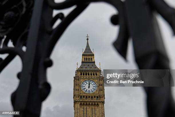 General view of Big Ben on December 2, 2015 in London, England. British MPs are expected to vote tonight on whether to back UK airstrikes on Islamic...