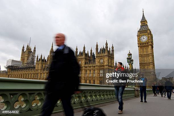 General view of The Houses of Parliament on December 2, 2015 in London, England. British MPs are expected to vote tonight on whether to back UK...