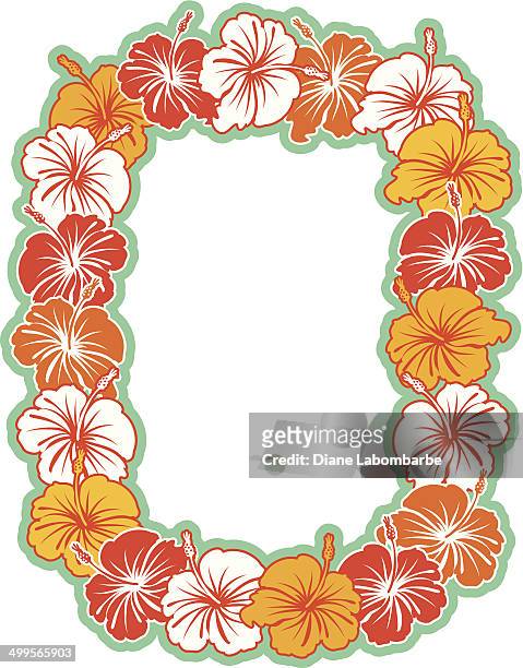 hawaiian hibiscus kranz hintergrund - lei stock-grafiken, -clipart, -cartoons und -symbole