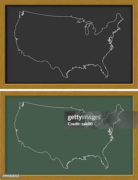 usa map on blackboard - rural school stock illustrations