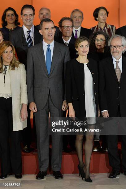 King Felipe VI of Spain and Queen Letizia of Spain attend the Gold Medals of Merit in Fine Arts 2014 ceremony at the Bellas Artes Museum on December...