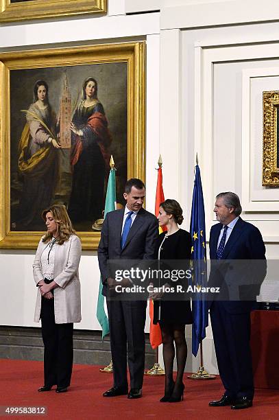 President of the regional government of Andalusia Susana Diaz, King Felipe VI of Spain, Queen Letizia of Spain and Culture minister Inigo Mendez de...