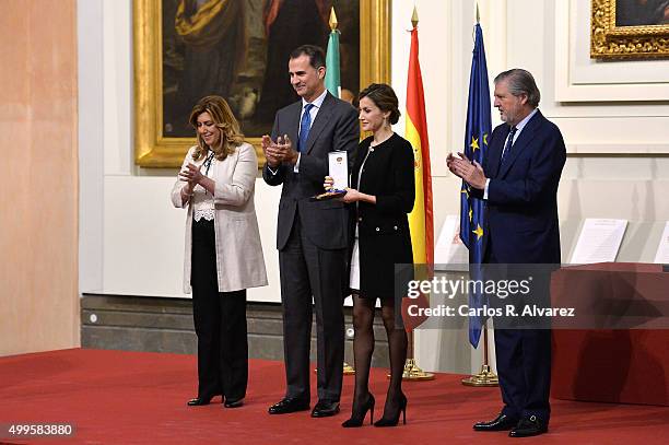 President of the regional government of Andalusia Susana Diaz, King Felipe VI of Spain, Queen Letizia of Spain and Culture minister Inigo Mendez de...