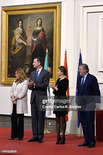 President of the regional government of Andalusia Susana Diaz, King Felipe VI of Spain, Queen Letizia of Spain and Culture minister Inigo Mendez de...