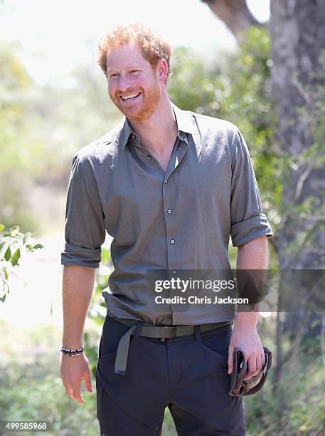 Prince Harry visits the South African Wildlife College on December 2, 2015 in Hoedspruit, South Africa. Prince Harry is visiting South Africa as part...