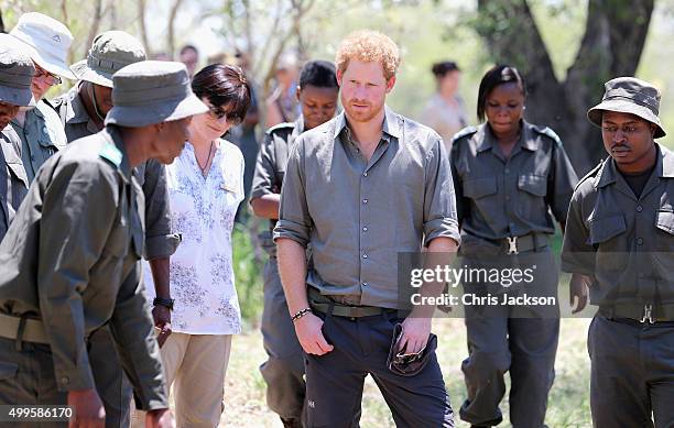 Prince Harry learns bush ranger skills as he visits the South African Wildlife College on December 2, 2015 in Hoedspruit, South Africa. Prince Harry...