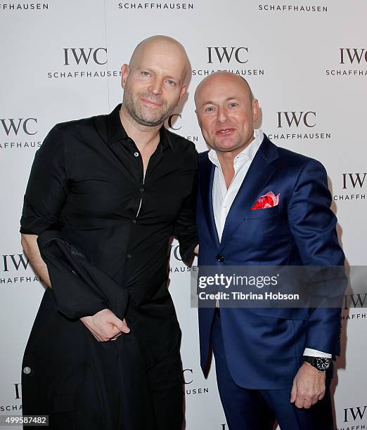 Marc Forster and Georges Kern attend the IWC Schaffhausen Rodeo Drive grand opening at IWC Shaffhausen on December 1, 2015 in Beverly Hills,...