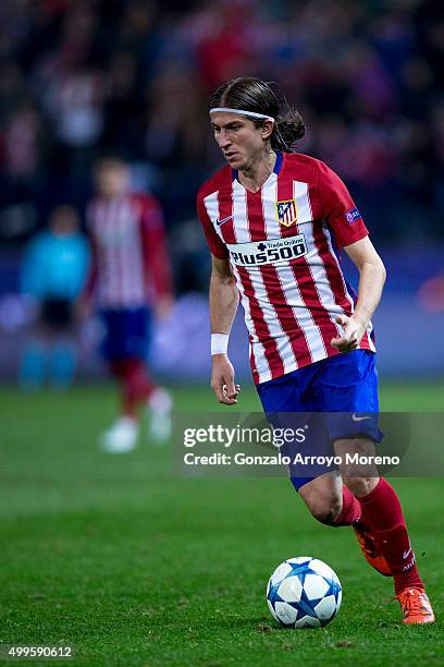 Filipe Luis of Atletico de Madrid controls the ball during the UEFA Champions League Group C match between Club Atletico de Madrid and Galatasaray AS...