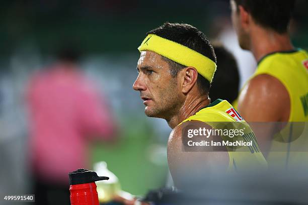 Jamie Dwyer of Australia looks on during the match between Australia and Germany on day six of The Hero Hockey League World Final at the Sardar...