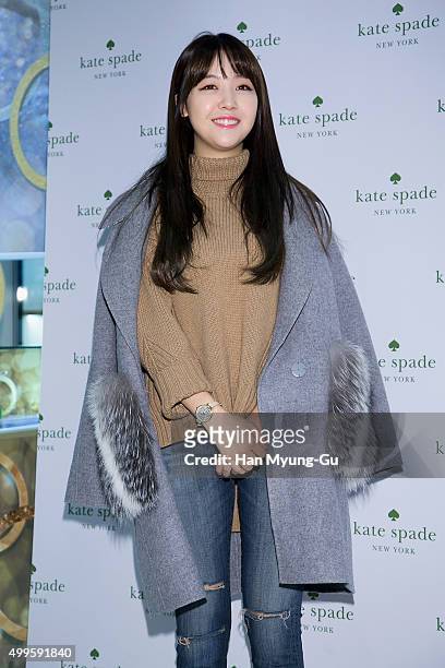 Bang Min-Ah of South Korean girl group Girls Day attends the photocall for session for the launch of "Kate Spade" Watch Holiday Collection at Lotte...