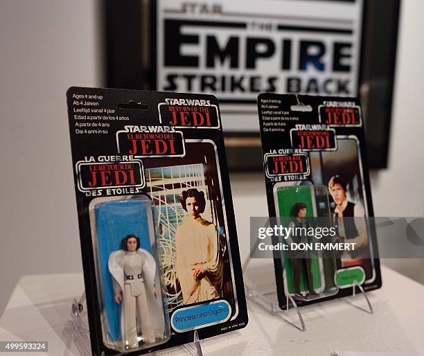 Star Wars Princess Leia and Han Solo action figures are among the items of Star Wars collectibles: Return of the NIGO displayed during a press...