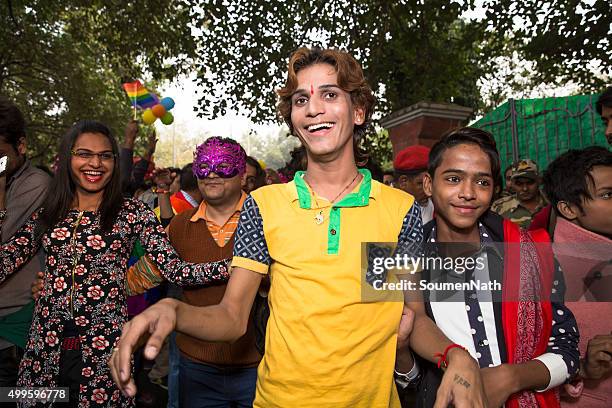 delhi queer pride -2015 - indian transgender stock pictures, royalty-free photos & images