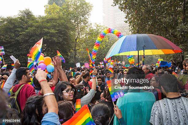 delhi queer pride-2015 - indian men gay stock-fotos und bilder