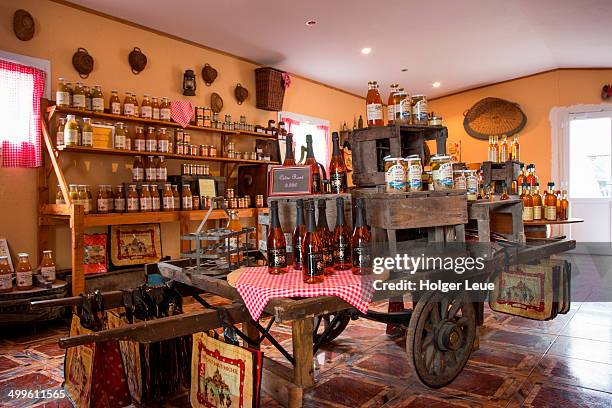 calvados cidrerie le reine du vicq sales room - calvados brandy stock pictures, royalty-free photos & images