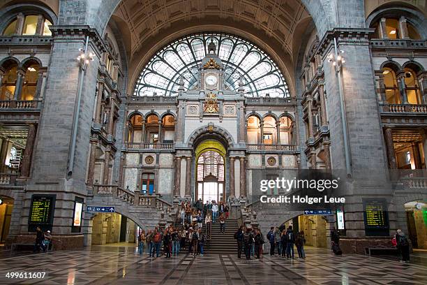 antwerp centraal main railway station - centraal station stock pictures, royalty-free photos & images