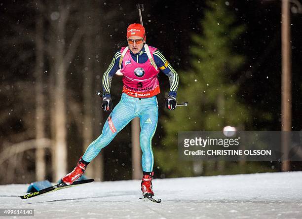 Ukraine's Sergey Semenov in action during during the Men's 20 km Individual Competion at the IBU Biathlon World Cup in Ostersund, Sweden, on December...