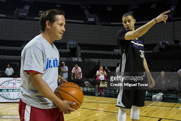 Seth Curry NBA player of the Sacramento Kings practices with Mexican Special Olympic athletes during the NBA Cares clinic at Arena Ciudad de Mexico...