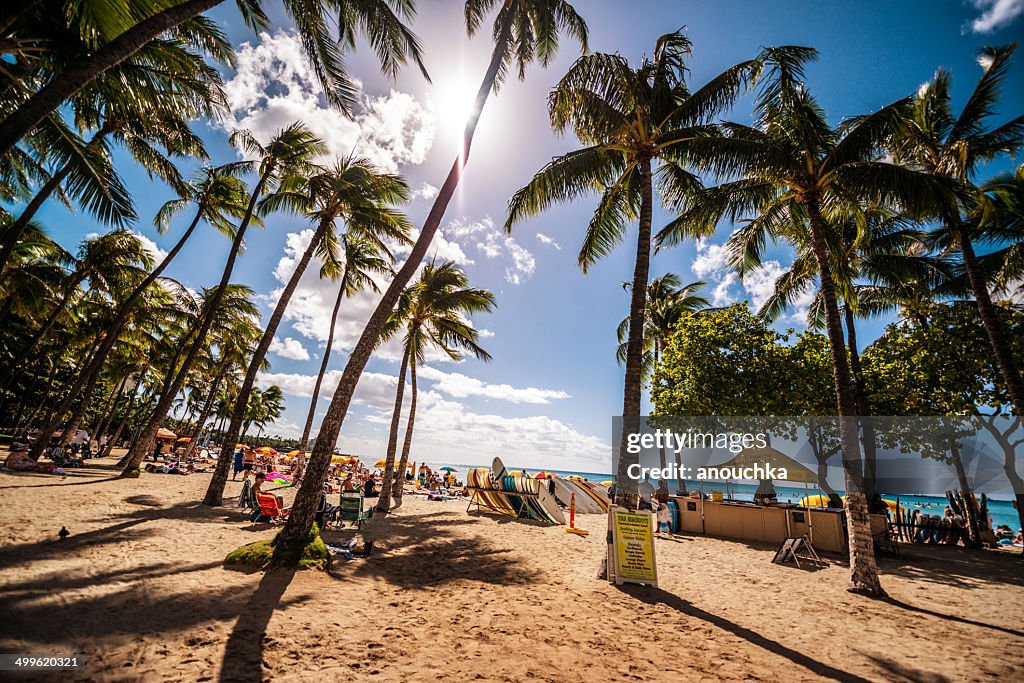 Crowded Waikiki beach