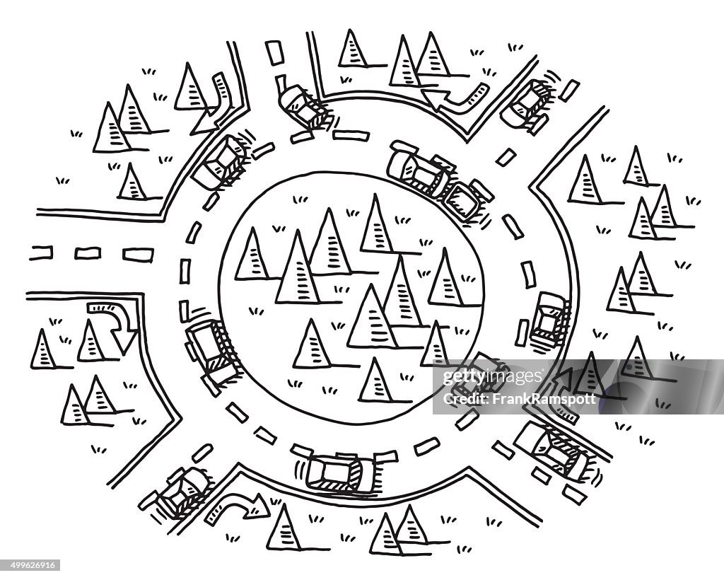 Roundabout Traffic Drawing