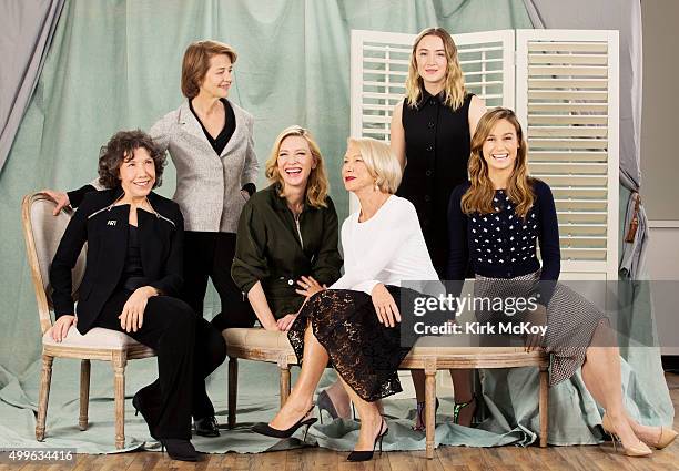 Lead Actress roundtable actresses Cate Blanchett, Charlotte Rampling, Helen Mirren, Saoirse Ronan, Lily Tomlin, and Brie Larson are photographed for...