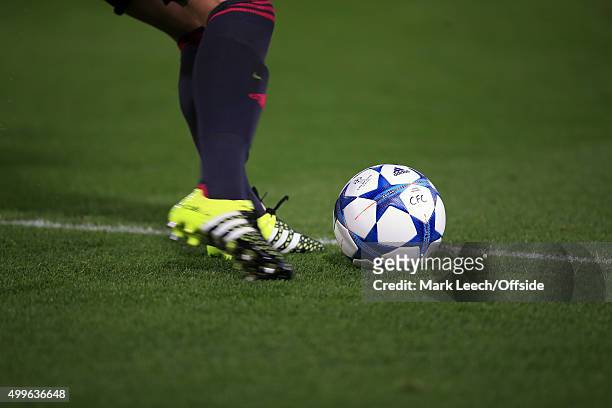 Adidas branded football, boots and socks during the UEFA Champions League Group G match between Chelsea and Maccabi Tel-Aviv at Stamford Bridge on...